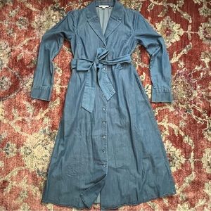 NWOT Boden Denim Midi Shirt Dress with Pockets, Size 4